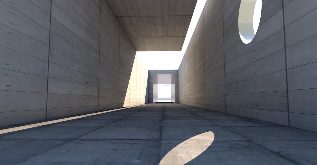 a building with concrete walls.