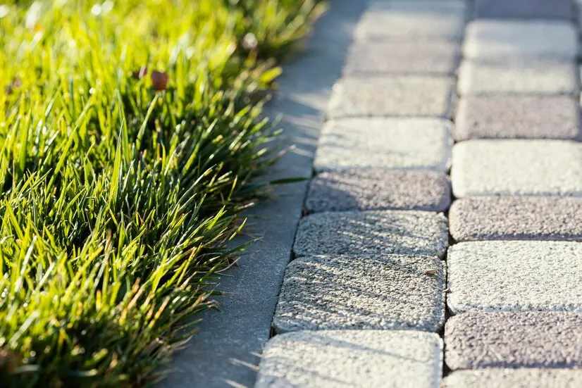 Permeable pavers used in a driveway for eco-friendly design