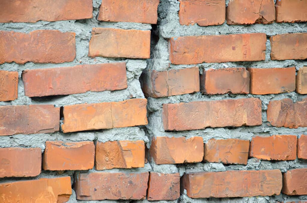 Cracked brick wall repair by masonry contractor in Colorado Springs